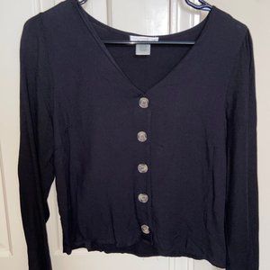 Black Long Sleeve Top w/ Buttons